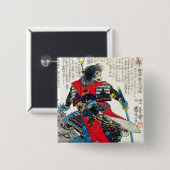 Kool-orthostatische japanese samurai-krijger vierkante button 5,1 cm (Voorkant /achterkant)