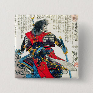 Kool-orthostatische japanese samurai-krijger vierkante button 5,1 cm