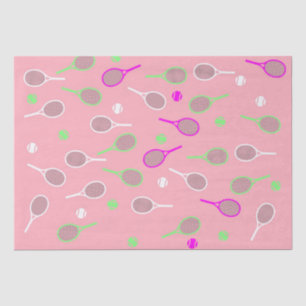 Kool Pastel Pink Retro Tennis Racquets Patroon Tissuepapier