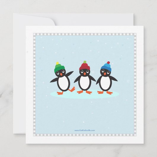 Kool Penguin Ice Skating Birthday Party Invitation Kaart (Achterkant)