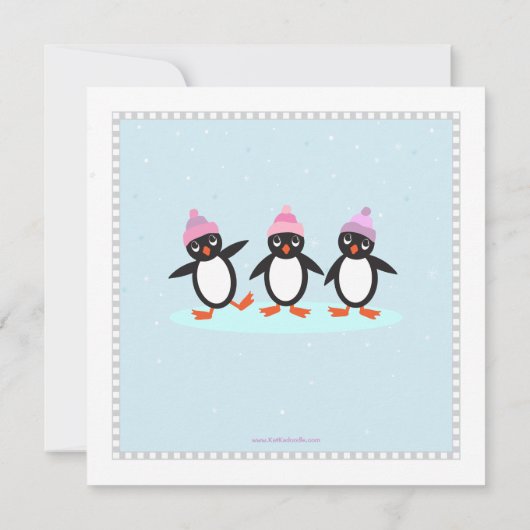 Kool Penguin Ice Skating Birthday Party Invitation Kaart (Achterkant)
