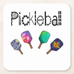 Kool Pickleball en Paddles Sports Art Vierkante Kartonnen Onderzetter