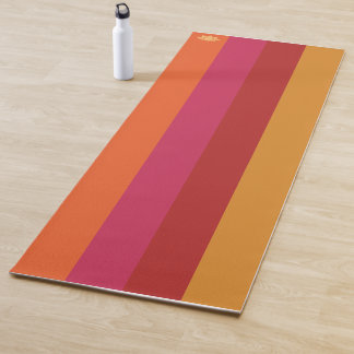 Kool Retro 70s Stripes Oranje rood roze goud Yogamat