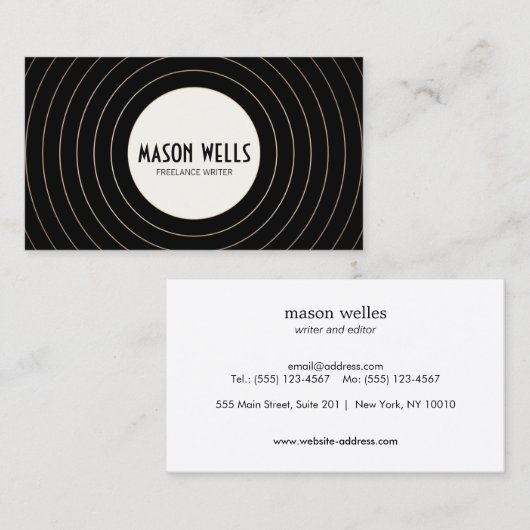 Kool Retro Black en White Bold Circle Visitekaartje (Voorkant / Achterkant)
