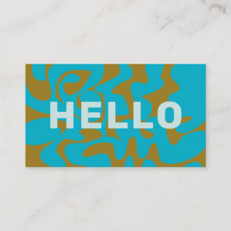Kool Retro Groovy Pauw Olijf Bleekblauw Hallo Visitekaartje