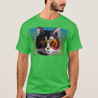 Kool Retro kat met zonnebril T-shirt