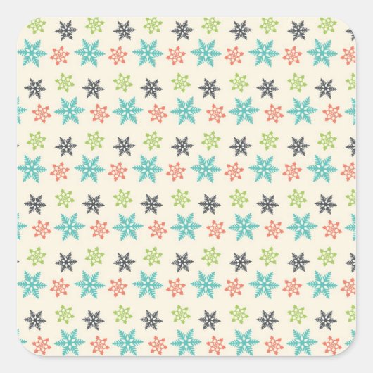 Kool Retro kerstfeestdagen — Snowflakes Vierkante Sticker (Voorkant)