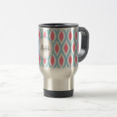 Kool retro monogram siergeometrische curve Ikat Reisbeker (Voorkant rechts)