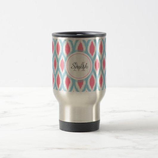 Kool retro monogram siergeometrische curve Ikat Reisbeker (Center)