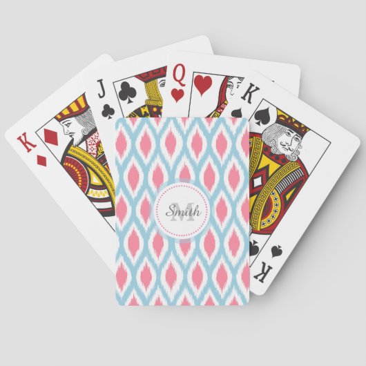 Kool retro monogram siergeometrische curve Ikat Speelkaarten (Achterkant)