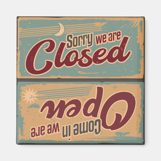 Kool Retro open gesloten Magneet (Voorkant)