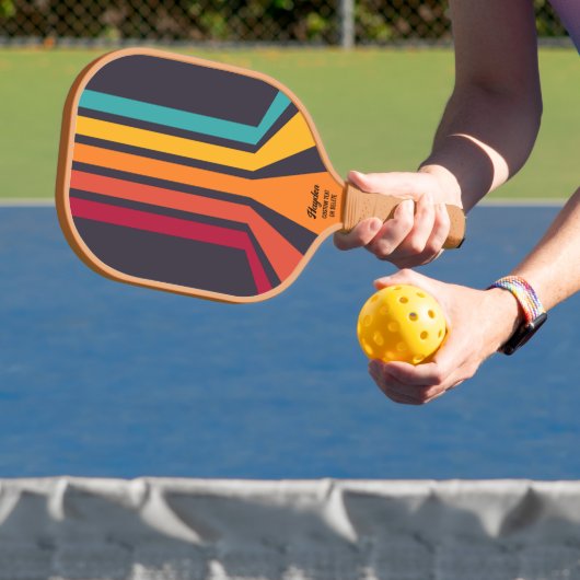Kool Retro Perspectieflijnen Aangepaste tekstnaam Pickleball Paddle (Insitu)
