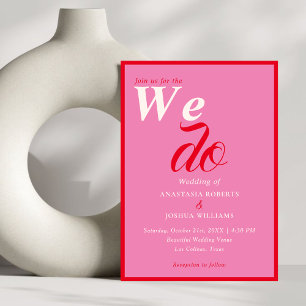 Kool Retro We Do Typografie Rood Roze Trouwen Kaart