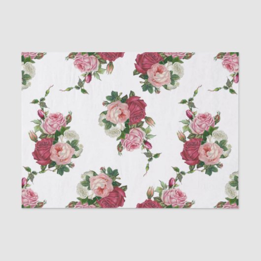 kool Rozen-witte achtergrond Tissuepapier (Voorkant)