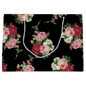  kool Rozen-zwarte achtergrond Groot Cadeauzakje (Voorkant)