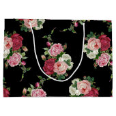  kool Rozen-zwarte achtergrond Groot Cadeauzakje (Achterkant)