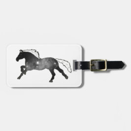 Kool Simple Horse Black en White Nebula Galaxy Bagagelabel