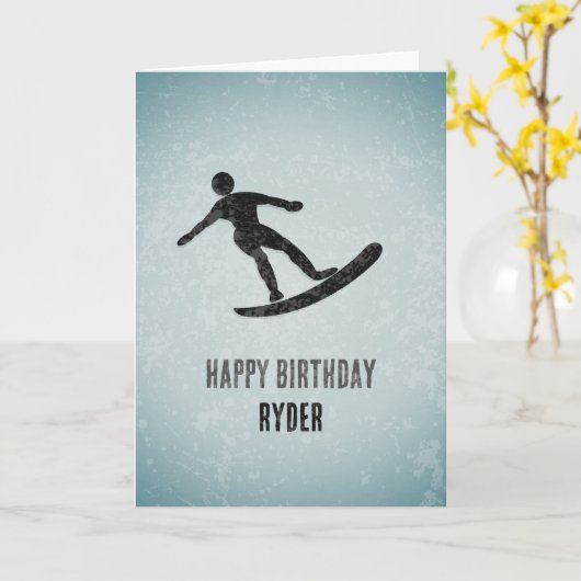 Kool Surfer aan boord - Metaal Kijk Mannelijke Dag Kaart (Gele Bloem)