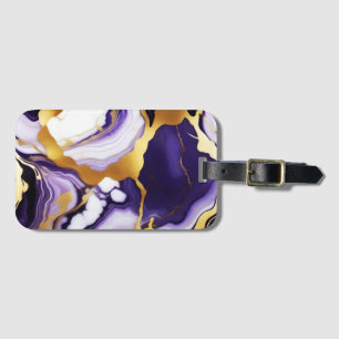 Kool trendmode purper geel Goud namaak marmer Bagagelabel