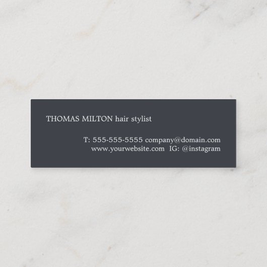 Kool, vers blauw, witte strepen, haarstijllijst mini visitekaartje (Achterkant)