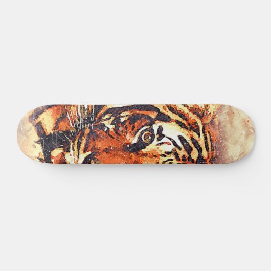 Kool Waterverf Abstract tijgerhoofd Skateboard (Horizontaal)