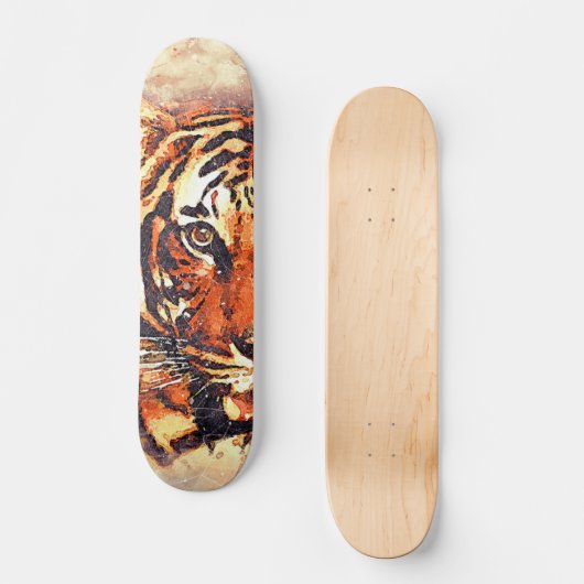 Kool Waterverf Abstract tijgerhoofd Skateboard (Voorkant)