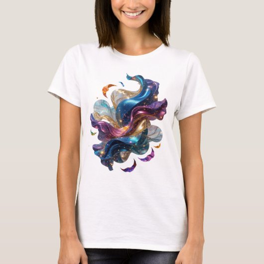 Kool Zilver ABSTRACTE KUNST Modeprint v2 T-shirt (Voorkant)