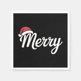 Kool Zwarte Kerstmis Kerstman Hoed Servet