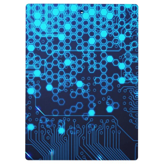 Koolblauw elektronisch circuit kaart Hexagon Patro Klembord (Achterkant)