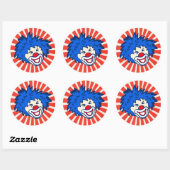 Koolblauw haar circus carnaval ronde sticker (Vel)