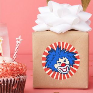 Koolblauw haar circus carnaval ronde sticker