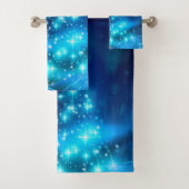 Koolblauwe kerstboom met mousserende lichten bad handdoek (Insitu)