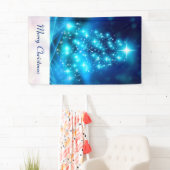 Koolblauwe kerstboom met mousserende lichten spandoek (Insitu)