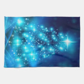 Koolblauwe kerstboom met mousserende lichten theedoek (Horizontaal)