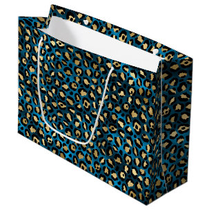 Koolblauwe Luipaardprint   Glamoureuze Dierenprint Groot Cadeauzakje