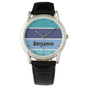 Koolblauwe strepen horloge