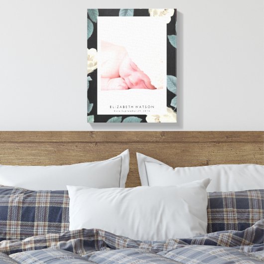 Koolbordpapier Roos Floral Lijst Canvas Afdrukken (Insitu (Slaapkamer))