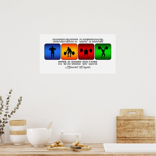 Koolgewicht tillen is een manier van leven poster (Keuken)