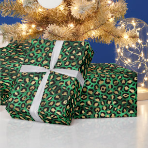 Koolgroene Luipaardprint Glam Dierenpatroon Cadeaupapier