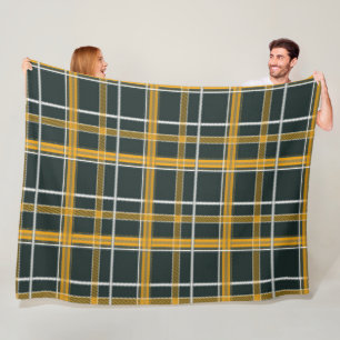 Koolgroene Mosterd Plaid Esthetische Fleece Deken