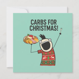 Koolhydraten voor kerst, leuke foodie feestdagenkaart