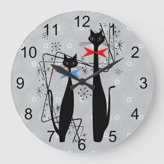 Koolkatten uit de middeleeuwen van de Retro Atomic Grote Klok (Voorkant)