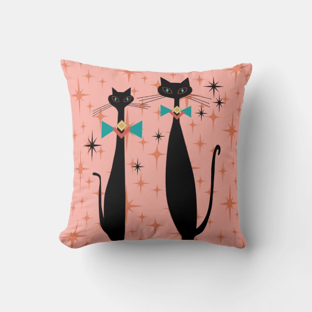 Koolkatten uit de middeleeuwen van de Retro Atomic Kussen (Voorkant)