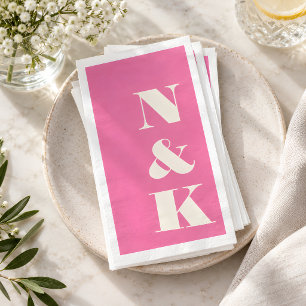 Koolmoderne Monogram Eerste Letter Trouw Hot Pink Servet
