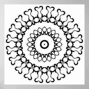 Koolorganische mandala met bloembladsymmetriekunst poster