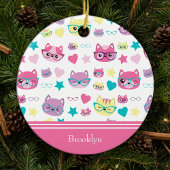 Koolpasta's met brillenglazen, roze kerst keramisch ornament