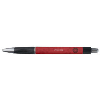 Koolrode bloemmotief pen