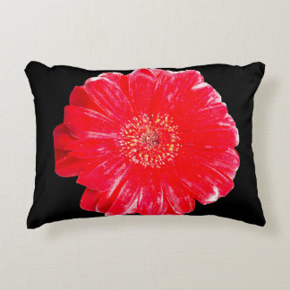 Koolrode Gerbera-Margriet Zwarte Accentkussen Accent Kussen