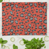 Koolrode Luipaard Dierenprint Glam 1 Theedoek (Gevouwen)