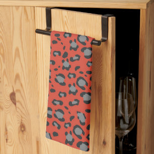 Koolrode Luipaard Dierenprint Glam 1 Theedoek
